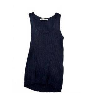Zara Women's Blue Ribbed Tank Top